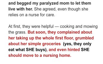 My Greedy In-Laws Tried to Get Rid of Our Sick Mom, but She Brilliantly Taught Them a Lesson