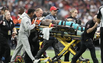 Dolphins' Grant DuBose needs jersey cut off, leaves game on stretcher after scary hit vs Texans