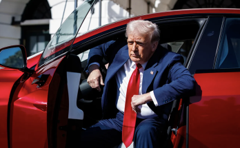 Trump buys red Tesla Model S at White House alongside Elon Musk: 'I like signing a check!'