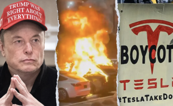 Climate vandals spray paint NYC Tesla dealership in Earth Day protest, clean it off when police arrive