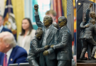 Sculpture depicting iconic Trump assassination attempt photo displayed in Oval Office