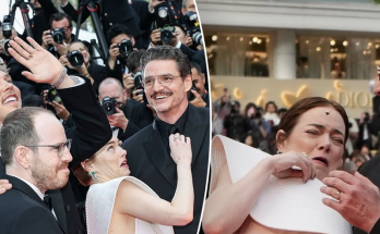 Emma Stone dodges bee attack on red carpet as co-stars Austin Butler, Pedro Pascal rush to her rescue