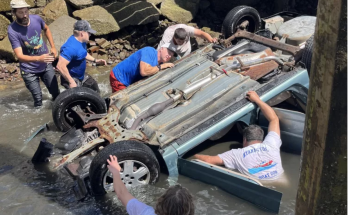Off-Duty Firefighters Rescue 3 After Car Plunges '15-20 Feet' Upside-Down into Water, Saving Them from 'Mortal Danger'